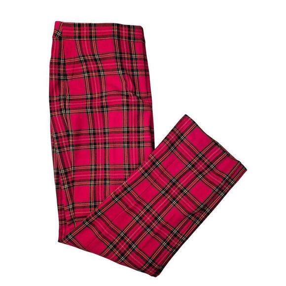 J. Crew Kate, Sz. 10 Red Plaid Wool Blend Straight leg Pants - Picture 3 of 8